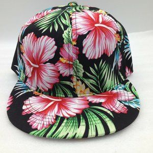 Hibiscus Flower Snapback Flat Brim Hat Cap